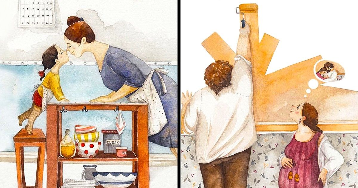 Художница рисует теплые иллюстрации о семье. Глядя на них, понимаешь, что такое настоящее счастье