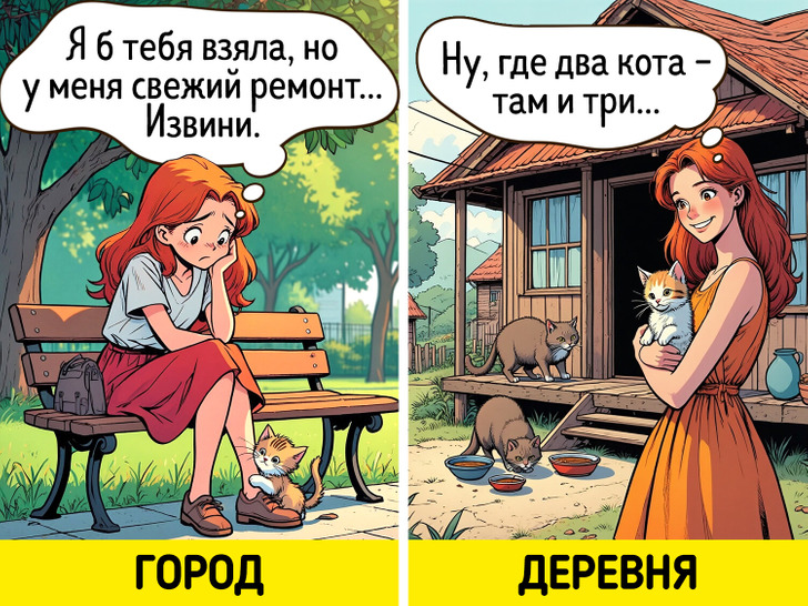 18 комиксов о том, что жизнь в городе и в деревне — это небо и земля, особенно летом